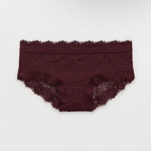 🤎 NEW Aerie M Eyelash Lace Boybrief Brown Panties 🎀